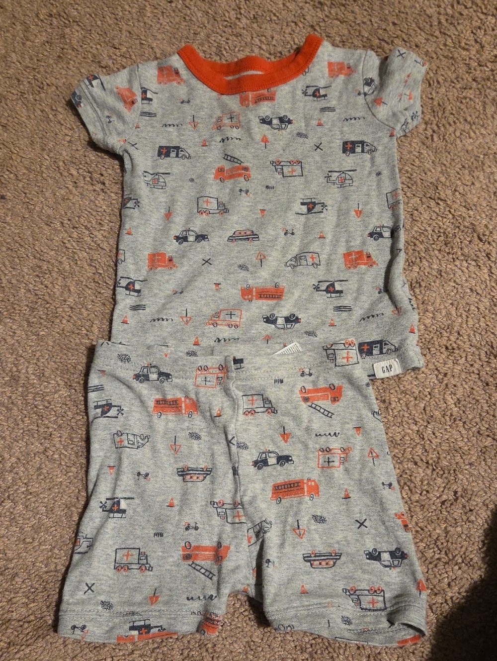 GAP Toddler Red & Gray Emergency Vehicle Pajama Set
